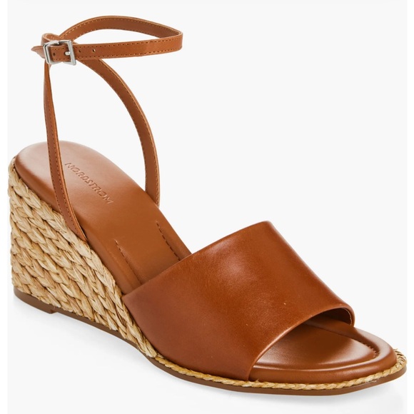 Nordstrom Tan Leather Wedge Sandals - Picture 1 of 7